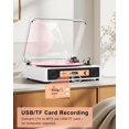 thumbnail image 3 of Reproductor de discos de vinilo con parlantes incorporados y parlantes externos | 4+2 Altavoces Sonido HiFi | Grabación USB | Tocadiscos Bluetooth con reproductor LP vintage de 33/45/78 RPM, compatibl, 3 of 5