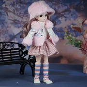 PATLOLLAV Winter dress-up Doll for Girls,Pretty Doll with Long Hair,Wearing Winter Dress ang Hat Girl Doll Toy,Children's And Girls' Birthday Toys,Best Gift for Xmas,Christmas Deals,Coffee