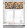 thumbnail image 2 of Orange Yellow Black Botanical Kitchen Valances for Windows Farmhouse Linen Window Valance Curtain for Living Room Window Treatment Modernism Floral Spring Valance Rod Pocket Topper, 42 x 12 Inch, 2 of 6