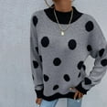 thumbnail image 5 of Sweaters for Women Casual Crew Neck Polka Dot Long-Sleeved Pullover Fall Outerwear,Grey,XL, 5 of 7