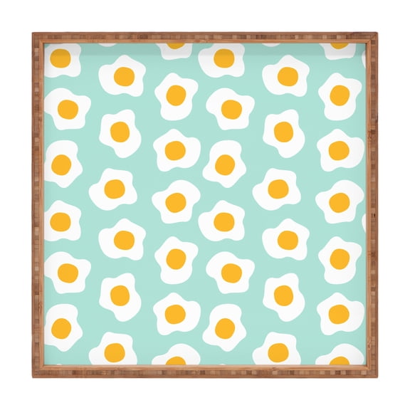 Society6 Eggcellent Blue Eggs by Hello Sayang Square Bamboo Tray