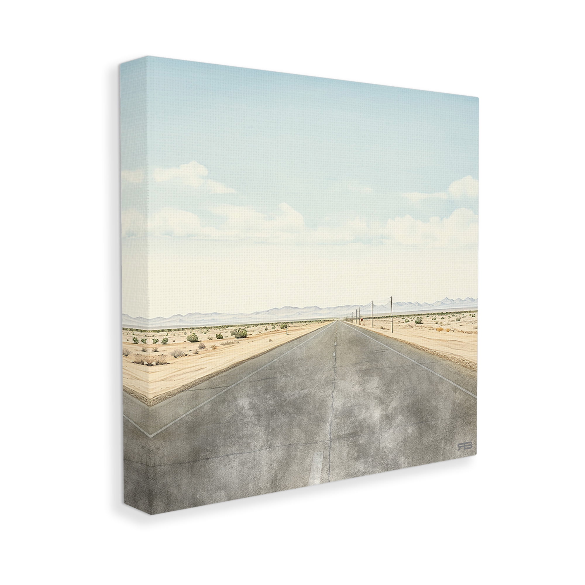 Stupell Industries Desert Horizon Highway Landscape Painting Gallery Wrapped Canvas Art Print Wall Art, 24 x 24