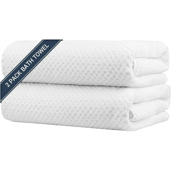 HOMEXCEL Bath Towels Pack of 2, (27 x 54 Inches) Microfiber Ultra Soft Highly Absorbent Bath Towel Set, Lightweight and Quick Drying Towels for Body, Sport, Yoga, SPA, Fitness, White
