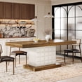 thumbnail image 7 of Tribesigns 63'' Dining Table for 4-6, Farmhouse Wooden Dinner Table with Geometric Relief, 7 of 7