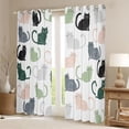 thumbnail image 2 of jejeloiu Colorful Cartoon Cat Curtains Pack of 2 (42x84 Each),Kawaii Animals Lover Curtains Blackout For Girls Women, 2 of 6