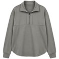 thumbnail image 3 of cocolona Tunic Sweatshirts for Women Long Sleeve Lapel Half Zip Pullover Tops Casual Loose Curved Hem Workout Sweatshirts, 3 of 7