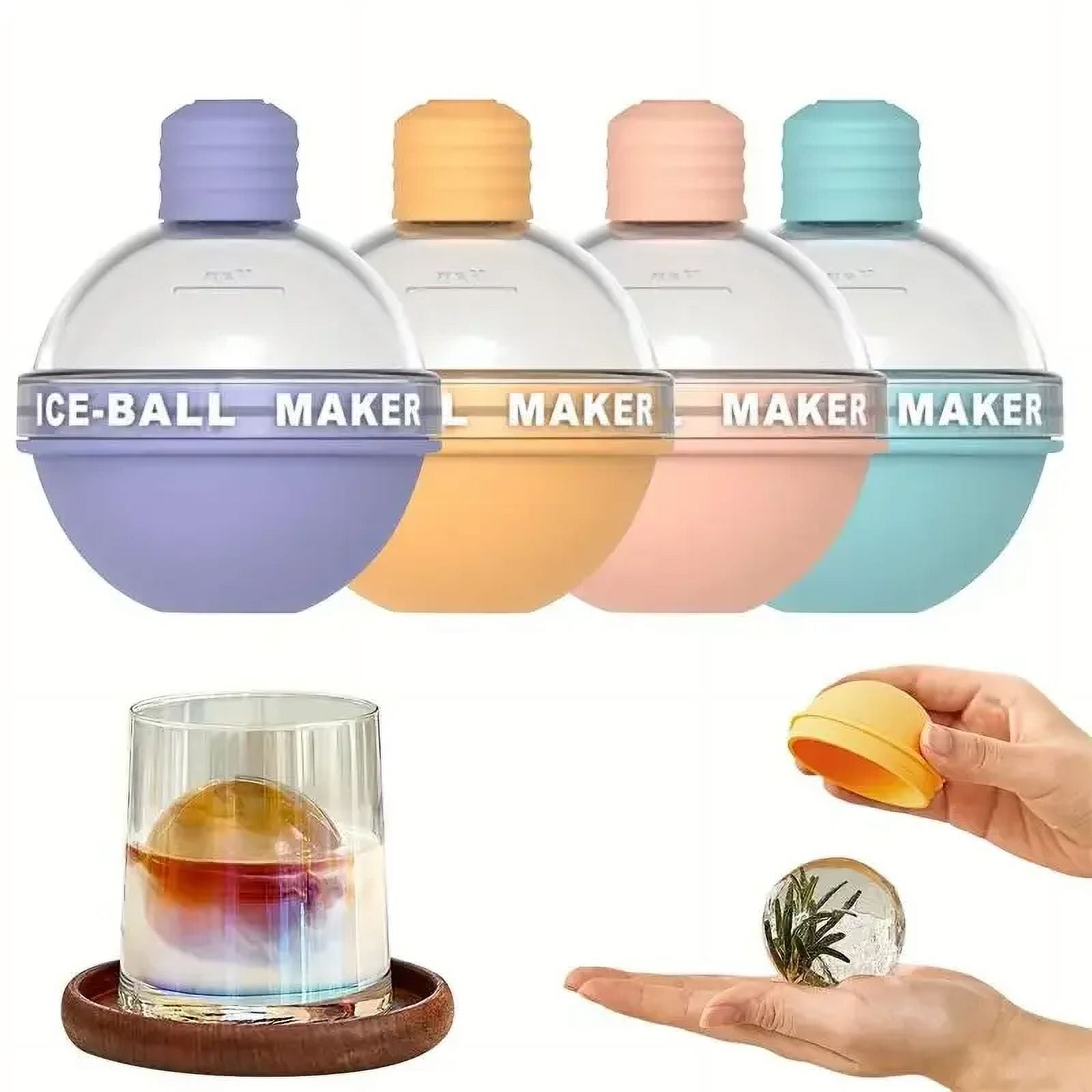 Ice Cube Mold Round Ice Hockey Premium Silicone Ice Sphere Molds Seamless 2.5in Ice Balls Kitchen Must-Have for Chilled