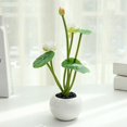 thumbnail image 2 of Artificial Potted Flower Mini: Decorative Faux Lotus Flower Home Tabletop Decor, 2 of 3
