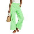 thumbnail image 4 of Edvintorg Pants for Women Plus Size Fashion Striped Elastic Waisted Casual Loose Wide Leg Trousers with Pockets Womens Clothes Mint Green M, 4 of 7