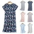 thumbnail image 2 of VISALY Plus Size Cartoon Pajamas: Knit Cotton Nightdress, Round Neck Sleepwear, #02 Blue,L, 2 of 5