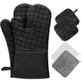 thumbnail image 1 of Juego de 6 guantes para horno y soporte para ollas con 2 toallas, guantes antideslizantes resistentes al calor, adecuados para cocinar, hornear y asar, 1 of 8