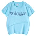 thumbnail image 5 of Suilloe Toddler Girls Tee Tops Shell Starfish Printing Crewneck Short Sleeve Top Casual Wear Trendy Loose Kids Girls Summer Tee Tops,6 -7 Years, 5 of 5