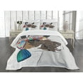 thumbnail image 3 of Ambesonne Llama Quilted Bedspread Set 3 Pcs, Abstract Pattern, King Size, Multicolor, 3 of 5