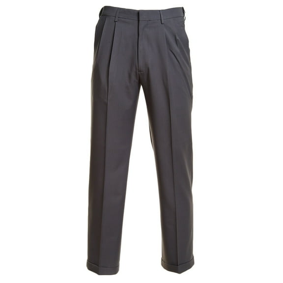 Haggar Mens Dress Pants 34x32 Cuffed Pleated Classic Stretch Gray 34