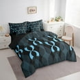 thumbnail image 3 of Erosebridal Geometry Waves Line Bed in a Bag Queen Size,Blue Stripes Bed Set,Gradient Swirl Waves Bedding Queen Size,Lightweight Room Decoration Reversible,7 Pieces, 3 of 6