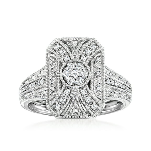 Ross-Simons 0.50 ct. t.w. Diamond Scrollwork Ring in Sterling Silver, Women's, Adult