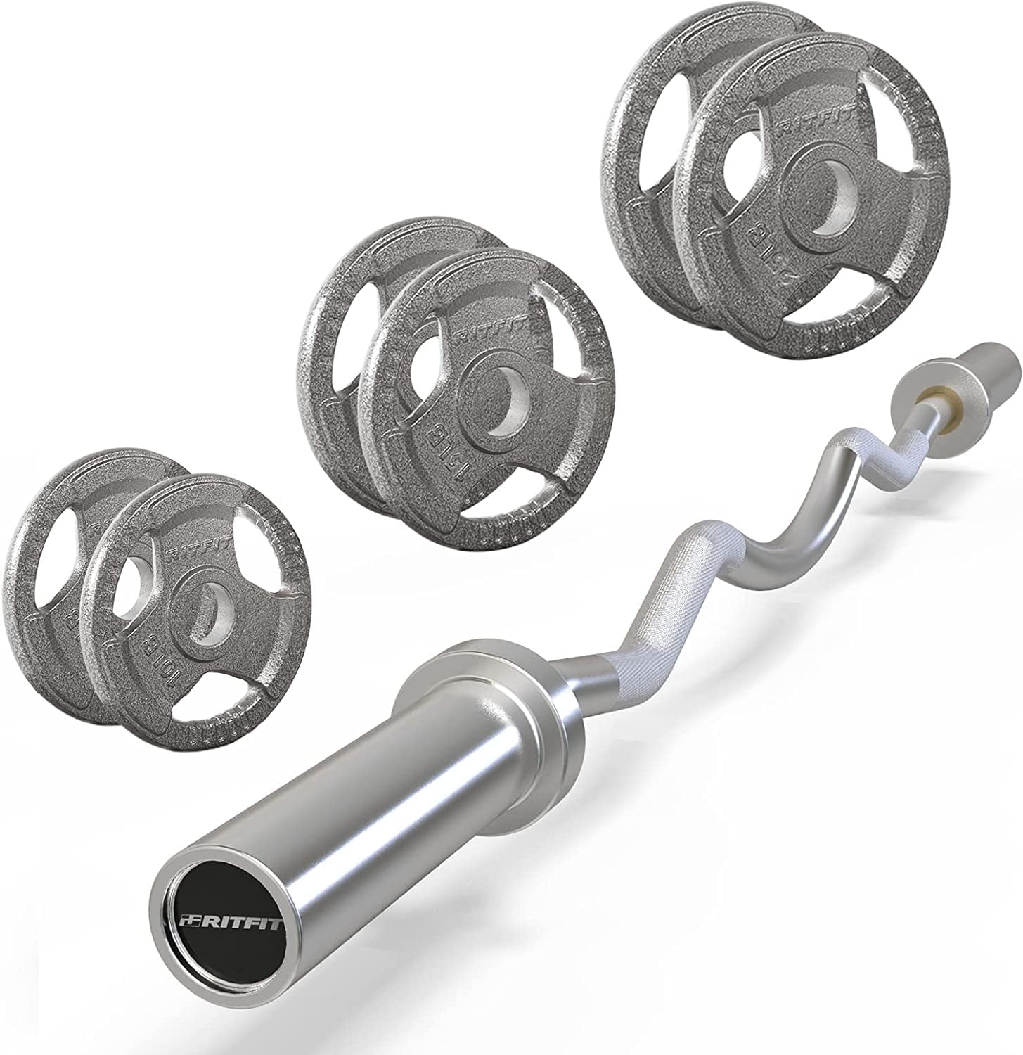 RitFit 100lb Weight Set with Bar (included 2 Inch EZ Curl )