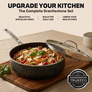 Granitestone 20 Pc Complete Pots and Pans Set Non Stick, Pot and Pan Set Cookware Set with Deep Frying Pan and Bakeware, Non Stick Pots and Pan Set with Utensils, Oven/Dishwasher Safe, Black