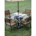 thumbnail image 3 of Outdoor Tablecloth with Umbrella Hole and Zipper, Blue Snowman Christmas Square Table Cloth 60x60 Inch Waterproof Tablecloth, Xmas Tree Forest Eucalyptus Leaves Picnic Table Cover for Patio Camping, 3 of 7
