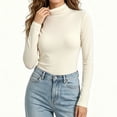 thumbnail image 5 of NominalSnug Turtleneck Tops for Women Long Sleeve Shirts Stretchy Slim Fitted Basic Tees, 5 of 8