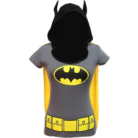 Junior Womens DC Batman Halloween Tee Hooded Bruce Wayne Utility Belt T-Shirt