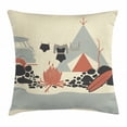 thumbnail image 1 of Camper Throw Pillow Cushion Cover, Tent Fire and Hippie Van in Wilderness Exotic Beach Lifestyle, Decorative Square Accent Pillow Case, 18 X 18 Inches, Charcoal Grey Dark Coral Cream, by Ambesonne, 1 of 2