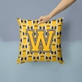thumbnail image 2 of Letter W Football Black, Old Gold and White Fabric Decorative Pillow, 2 of 4