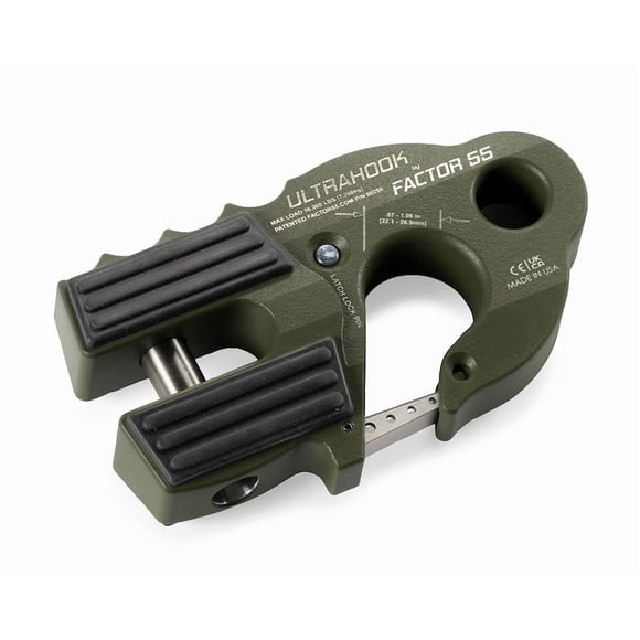 Factor 55 00250-14 Ultrahook Winch Hook Closed System Shackle Max Load 16,000 Lbs Ult Strength Shackle Pin Mount 48,000 Lbs Offroad 4X4 Adventure - Od Green