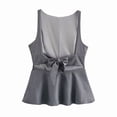 thumbnail image 4 of Bow- Tie Backless Tank Top Sleeveless Waisted Skirt Style Women'S Top Grey L, 4 of 9