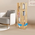 thumbnail image 5 of 360° Rotating Bookshelf Bookcase Storage Shelf Display Rack Stand, Wood Color 15.75*15.75*50in, 5 of 19