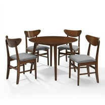 Mid-Century Modern Dining Set - 5 Piece Round Table & Chairs - Mahogany Finish - Elegant Dining Room Set