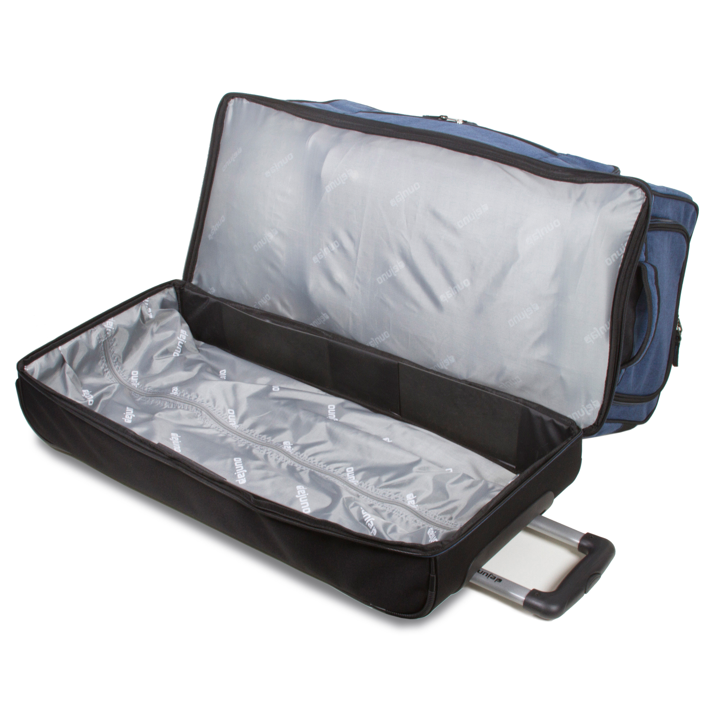 Dejuno 28-inch Lightweight Denim Drop Bottom Rolling Duffel Bag - Blue - image 3 of 4