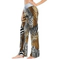 thumbnail image 2 of FREEAMG Women Pajama Pants Lounge Pants Long Stretch Comfy Sleepwear Zebras Exotic Palm Leaves, 2 of 7