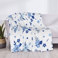thumbnail image 6 of YFYANG Lightweight Warm Flannel Blanket, Small Blue Flower Pattern Throw Blanket for Bed, Sofa, Travel, Camping, 50"x40", 6 of 7