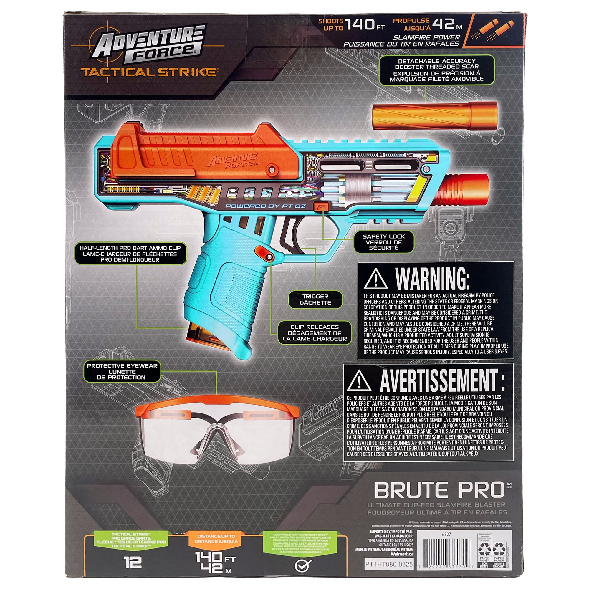 Adventure Force Tactical Strike Brute Pro Ultimate Clip-Fed Slamfire Half-Length Dart Blaster, Shoots up to 145ft, 14+, Unleash slamfire power with the only clip-fed, handheld pro blaster.