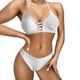thumbnail image 2 of Gibobby Conjunto de Bañador Sexy Traje de baño Bikini de triángulo dividido para mujer Conjunto de traje de baño de color sólido estampado(Blanco,G), 2 of 4