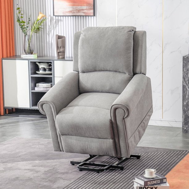 Erommy 35'' Power Lift Chair Electric Recliner, Heated Massage Fabric Sofa for Elderly, Gray