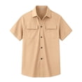 thumbnail image 5 of VBTAPA Men's Cargo Shirt Relaxed Fit Short Sleeve Button Down Shirts Summer Casual Work Shirt Lightweight Untucked Dress Shirts with Pockets Khaki XXL, 5 of 8