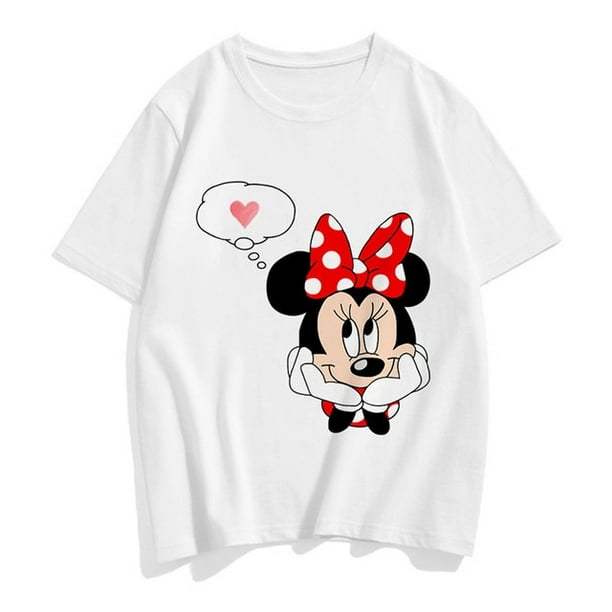 Three Mickey Mouse Print Women T shirt Cartoon Summer Top Ladies T Shirt  Graphic Female Tee T-Shirt Disney Womens Clothing