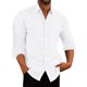 thumbnail image 1 of Bellella Camisa con botones para hombre Camiseta holgada informal Blusa con cuello de solapa de manga larga Bolsillos de color sólido Tops de otoño, 1 of 2