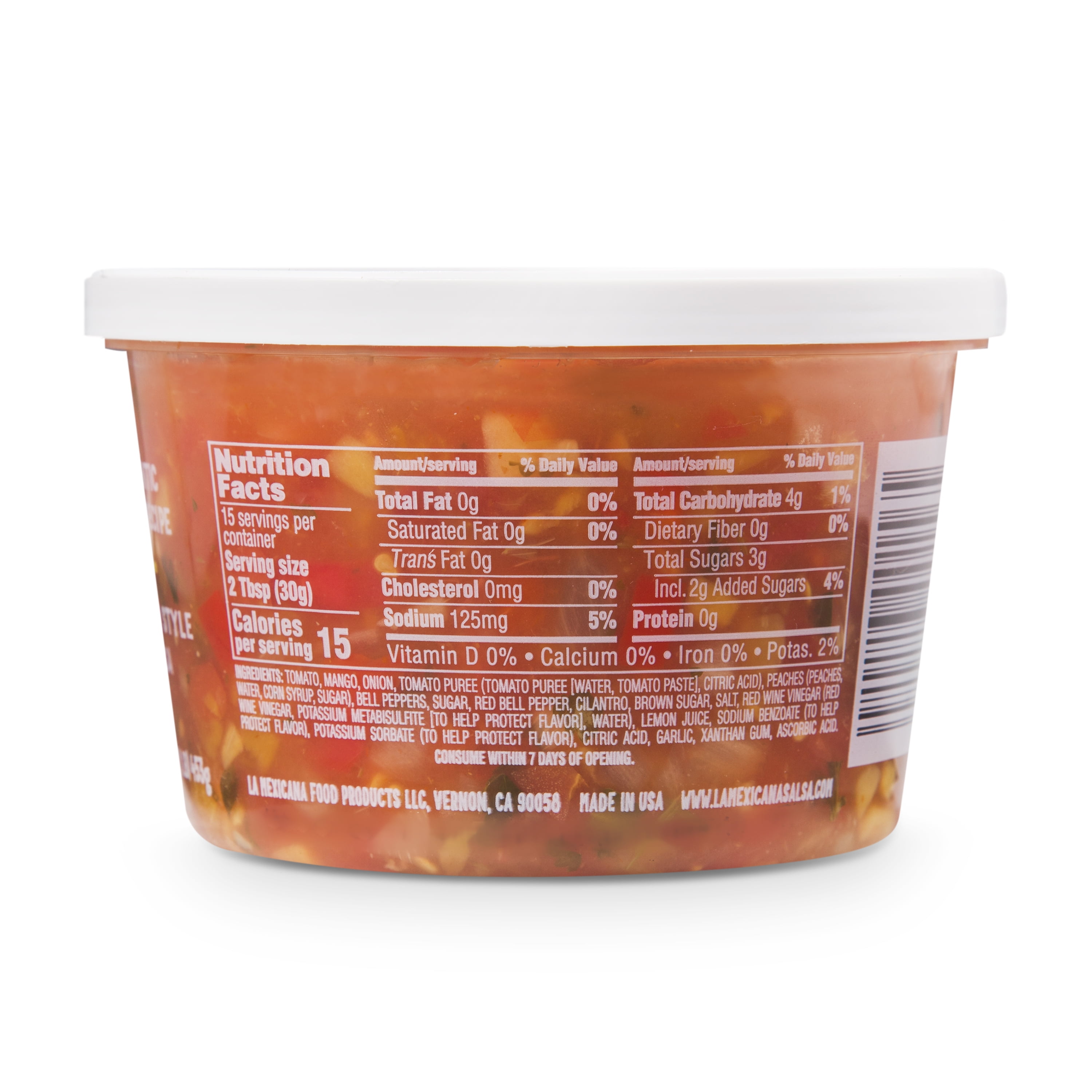 La Mexicana Salsa Mango Peach, 16 oz, Refrigerated