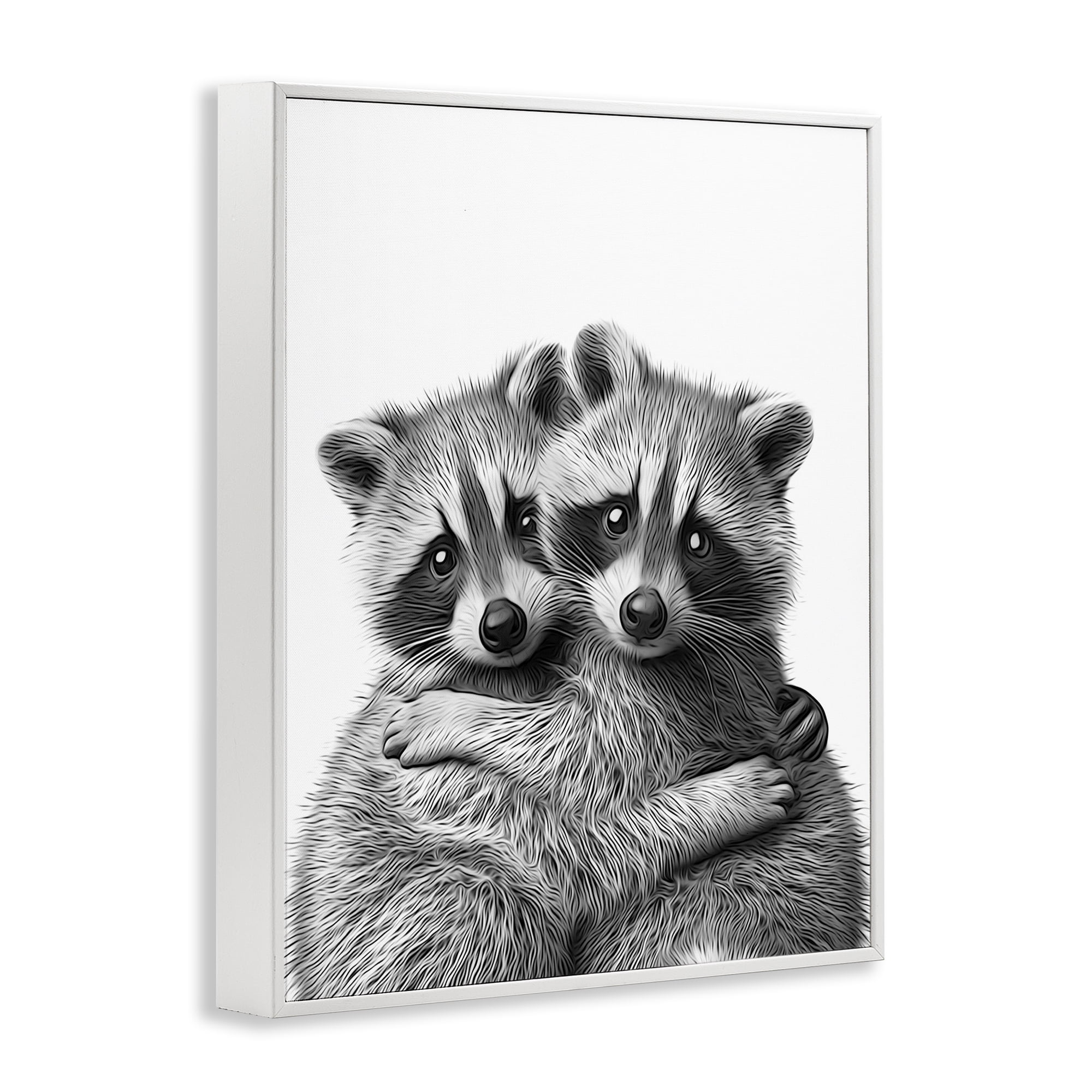 Stupell Industries Two Hugging Raccoons Animals & Insects Painting White Framed Art Print Wall Art, 16 x 20