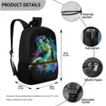 thumbnail image 3 of Jeiento Sea Turtle Backpack and Lunch Bag Set for Boys 6-8 Kids School Bookbag with Lunch Box Pencil Case Splash Ink Elementary Primary Students Schoolbag Set, Black, 3 IN 1, 3 of 7
