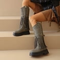 thumbnail image 4 of Women's Platform Tassel Combat Boots Slip On Gothic Knee High Booties Motorcycle Booties Side Zipper, 4 of 8