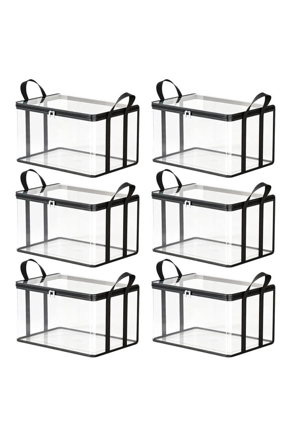 Multiple Quantity Options Clear Storage Bags with Zipper, Large Plastic Storage Box, Stackable Large Storage Bags, Durable Storage Bags for Clothes for Closet, Bedroom & Camping Storage-6pcs