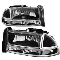 DNA Motoring For 97-04 Dodge Dakota 98-03 Durango Black Clear Corner Headlight Bumper Parking Lamps Pair