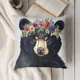 thumbnail image 3 of YINGXI  Lovely Bear Pillow Covers Cute Animals Head with Spring Flower Cotton Linen Throw Pillow Case Cushion Cover Home Sofa Decorative  22x22in, 3 of 5