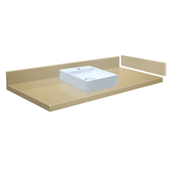 Transolid VT31.5x22-1SV-3X-A-W-1 31.5 in. D Quartz Vessel Vanity Top with Single Hole and Square Vessel Sink, Nature's Path