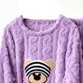 thumbnail image 5 of Lounge Sets for Women Winter Warm Plush Pajama Set Cute Bear Print Long Sleeve Top and Cozy Pants Soft Comfortable Sleepwear Purple, 5 of 5