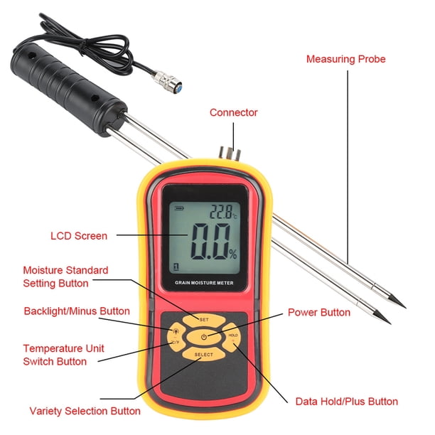 Thermomètre Hygromètre Numérique Pour Grains | Mesure Humidité & Température | Pour Blé, Riz, Maïs, Haricots | Écran LCD Rétroéclairé